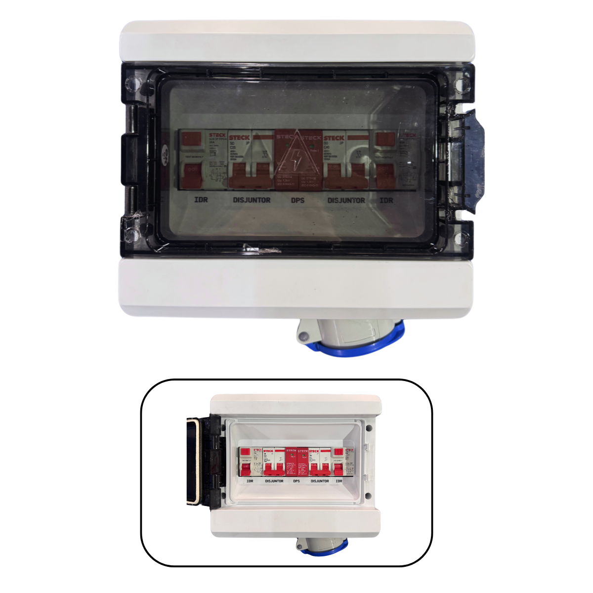 Quadro de Proteção para carregador de Veículo Elétrico 7,4kw com Tomada NBR e Tomada Ind. 32A